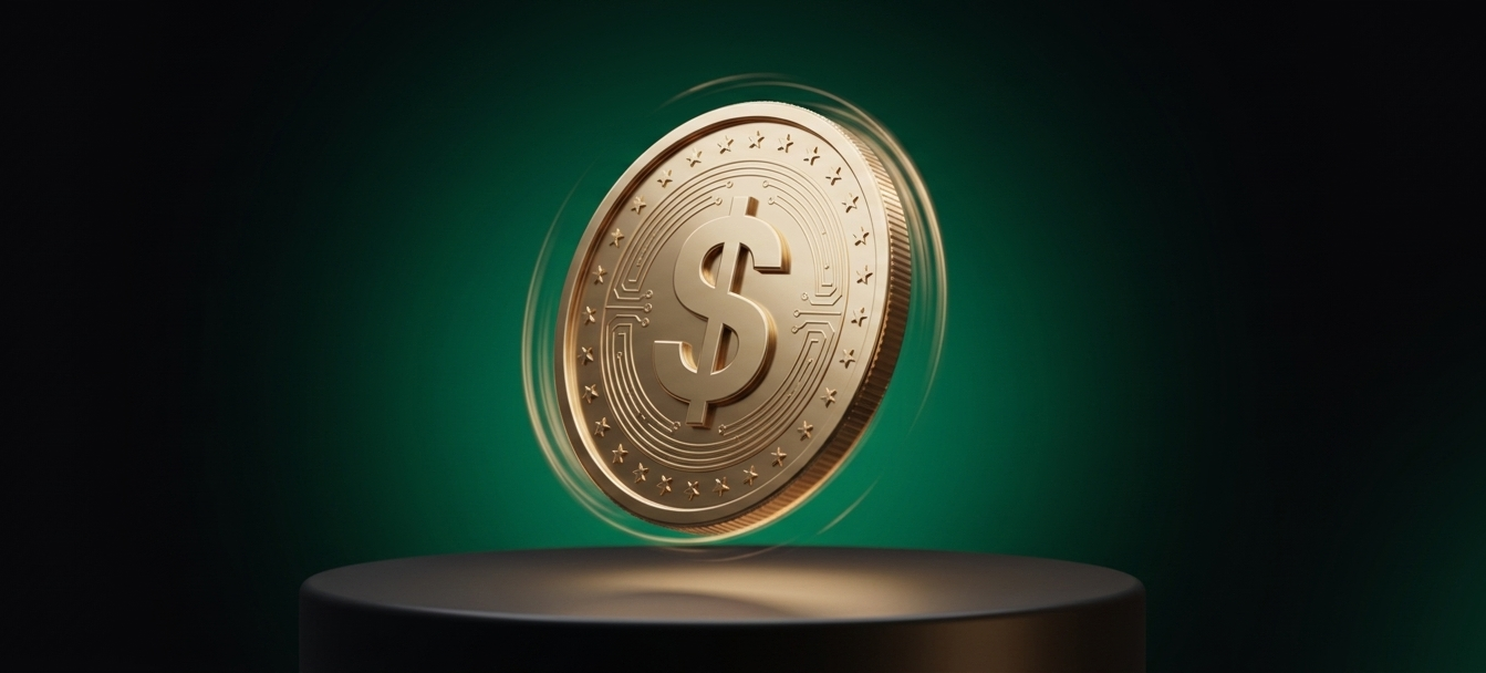 Moeda dourada em 3D representando investimentos